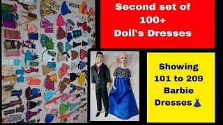 Showing my 101 to 209 Barbie dress collection | Hall full of Doll dresses