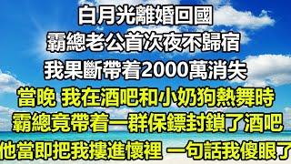 白月光離婚回國，霸總老公首次夜不歸宿，我果斷帶着2000萬消失，當晚，我在酒吧和小奶狗熱舞時，霸總竟帶着一群保鏢封鎖了酒吧，他當即把我摟進懷裡，一句話我傻眼了#狸貓說故事 #爱情故事 #甜文