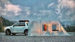  Perfect car tent camping on a rain mountain! I can live in a tent for a month