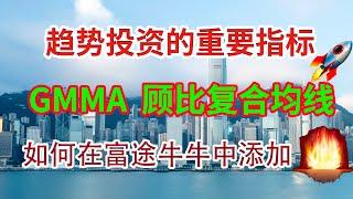 美股投资|GMMA顾比复合均线 非常好用的趋势投资指标  如何用？如何设置？可以做到上涨甩不掉我们！富途牛牛如何设置GMMA顾比复合均线