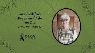 Abschiedsfeier von Frau Marichen Wiebe de Ens l 20.09.2024 l 16:00 Uhr