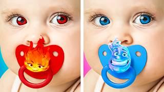 Ember and Wade from Elemental have Children! *Fire vs Water Parenting Hacks* by LaLaZoom!