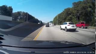 Great save from surprise trash can on highway