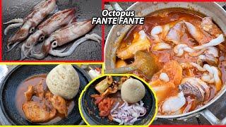 Cooking Authentic Octopus FANTE FANTE in GHANA !! Traditional Fante fante Recipe with Tomato sauce