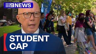 Coalition joins Greens to block government's plan to cap international students | 9 News Australia