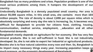 Composition writing - Population Problem in Bangladesh / Population Explosion in Bangladesh