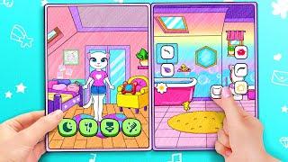 Paper Dolls Quiet Book - My Talking Angela in Quiet Book  Pink Kitty House Decor | WOA Doll Channel