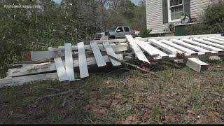 Pictures show severe damage after storm blew through Nassau County neighborhood