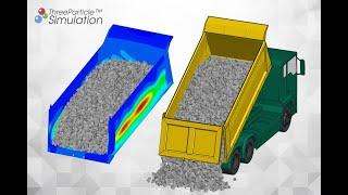 DEM-FEA Simulation of unloading a truck