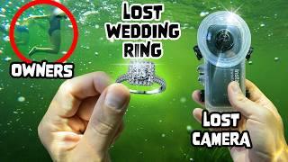 Searching Underwater For A Diamond Wedding Ring And YouTuber's 360 Camera (SHOCKED Owners!)