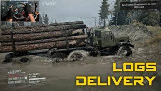 Transporting LOGS Delivery Truck - Repair & Refuel | Steering Wheel Gameplay