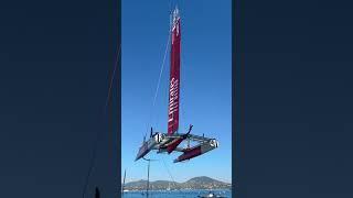 How we get our boats back on land!️️#shorts #sailgp #racing #sailing #crane #sailinglife