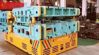 Plant Injection Mold Handling Electric Power Transfer Cart On Rails And Wheels