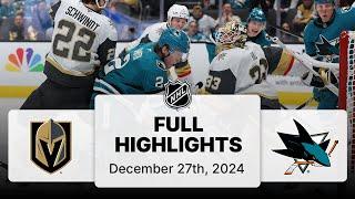 NHL Highlights | Golden Knights vs. Sharks | December 27, 2024