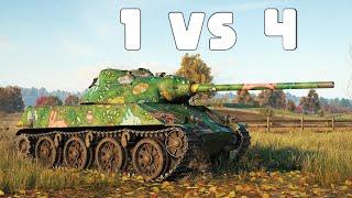 World of Tanks Škoda T 17 - 1 vs 4 with Only 156 HP Left.