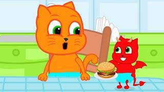 Cats Family in English - Little Demon Cartoon for Kids