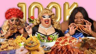 EATING 100K CALORIES TO CELEBRATE 100K SUBSCRIBERS! (Mukbang with Malaysia Babydoll Foxx & Tamika X)