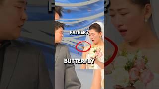 Bride cries after seeing a butterfly