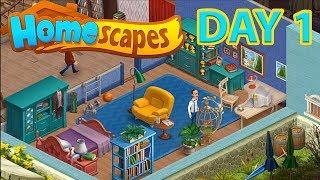 HOMESCAPES Gameplay ( Android | iOS ) - DAY 1 Walkthrough