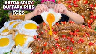 Extra Spicy Buffalo Ribs & Egg Loaded with Chilli Mukbang