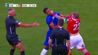 Chelsea's Levi Colwill and a Wrexham player fighting