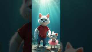 The little cat was saved from the shark #shorts #aiart