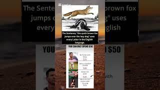 The Sentence, "the quick brown fox jumps over the lazy dog" #shorts