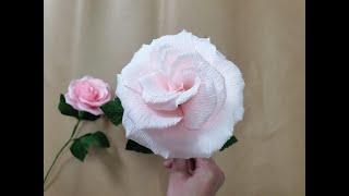 How To Make Rose Paper flower from Crepe Paper / Hướng Dẫn Làm Hoa Hồng Bằng Giấy Nhún