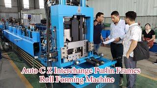Auto C Z interchange purlin frame roll forming machine