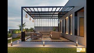 Beautiful Terrace Landscape Garden Design with outdoor lighting of guest house | RIAS ARCHITECTS