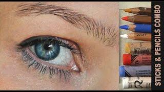 How to draw an EYE & SKIN TONES using PASTEL Sticks & Pencils | Portrait Study... Narrated Tutorial.