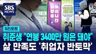 취준생 "최소 희망연봉 3천468만 원"…삶 만족도는 '취업자 반토막' / SBS / #D리포트