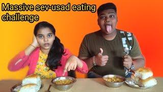 MASSIVE SEV-USAD EATING CHALLENGE | GUJJU FOODIES | #gujjufood #gujju #foodies #ytshorts