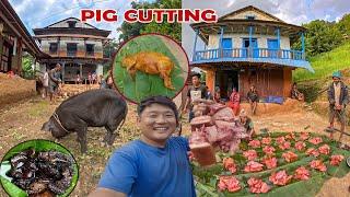 pork cutting in village for dashain/pork meat cutting#dashainvibes#porkrecipe #porkfry