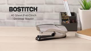 Bostitch Office Flat Clinch Stapler, 40 Sheets, Full Strip, Black Chrome