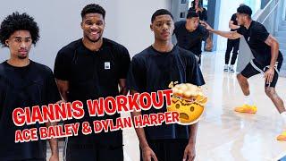 Giannis Antetokounmpo, Ace Bailey,  and Dylan Harper Exclusive NBA workout