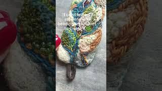 Fiber art bracelet! Stitched and beaded, wearable art 