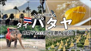 【タイ旅行②パタヤ】昼のパタヤ定番観光！美味しいタイスイーツ食べながら、建築とゾウと植物園を楽しむ【vlog】