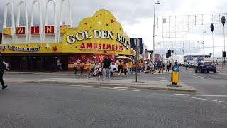 blackpool town centre to central pier walkabout,  busy busy saturday, weather update extra at end