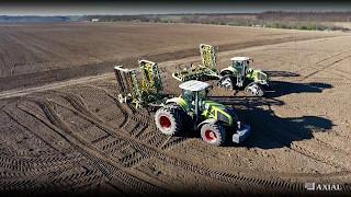 CAMSO gumiheveder vs. ikerkerék [2x CLAAS AXION 930 + Frakomb 8000]