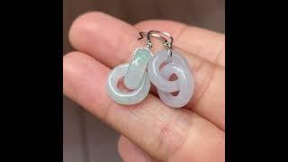 White Jadeite Earrings - Double Hoop (NJE128)