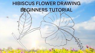 Hibiscus flower drawing tutorial for beginners #tutorial, joba flower art #flowers #art #creative