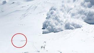 Huge scary avalanche buries climbers on Kyrgyzstan peak but incredibly all survive.