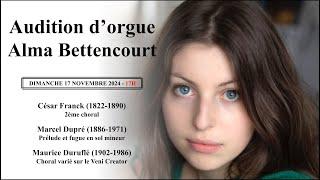 Audition d'orgue | Alma Bettencourt | Dimanche 17 NOVEMBRE | Église Saint-Eustache