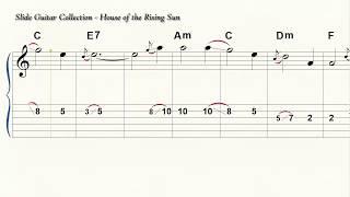 Slide Guitar - House of the Rising Sun - 6 String Standard Tuning - Acoustic - Electric - CBG