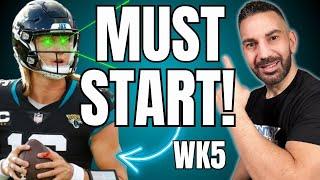 MUST Starts for Fantasy Football Week 5: Full Prep!