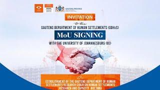 MoU Signing Between Gauteng Department of Human Settlements and the University of Johannesburg.