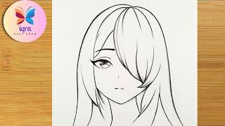 Easy Anime Drawing/How to Draw Anime Girl Step-by-Step | Pencil Sketch Drawing For Beginners | Art