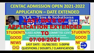 CENTAC 2021 APPLICATION DATE EXTENDED | APPLICATION LAST DATE 07/09/2021 | CENTAC ADMISSION 2021-22