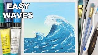 How to Paint Easy Waves in Acrylics for Beginners | Painting #23